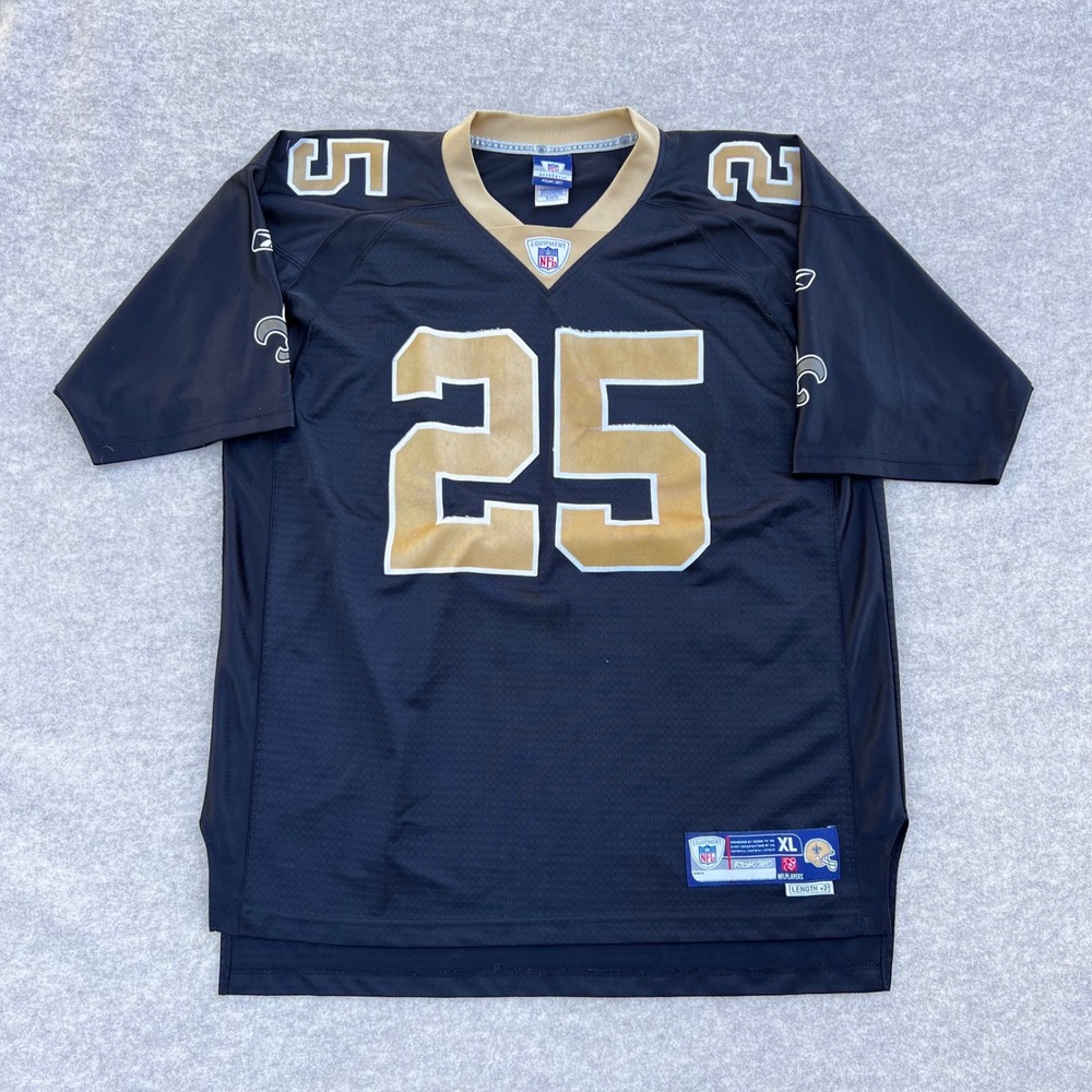 Reebok New Orleans Saints Reggie Bush NFL Jersey Mens XL Black Gold Stitched